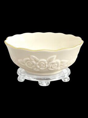 Lenox Rose Blossom Ivory Candy Dish w/ Gold Trim – 1980s Vintage